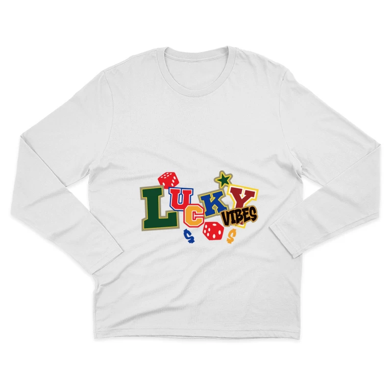 Glückliche Vibes Design mit Würfeln Herren Langarm T-Shirt