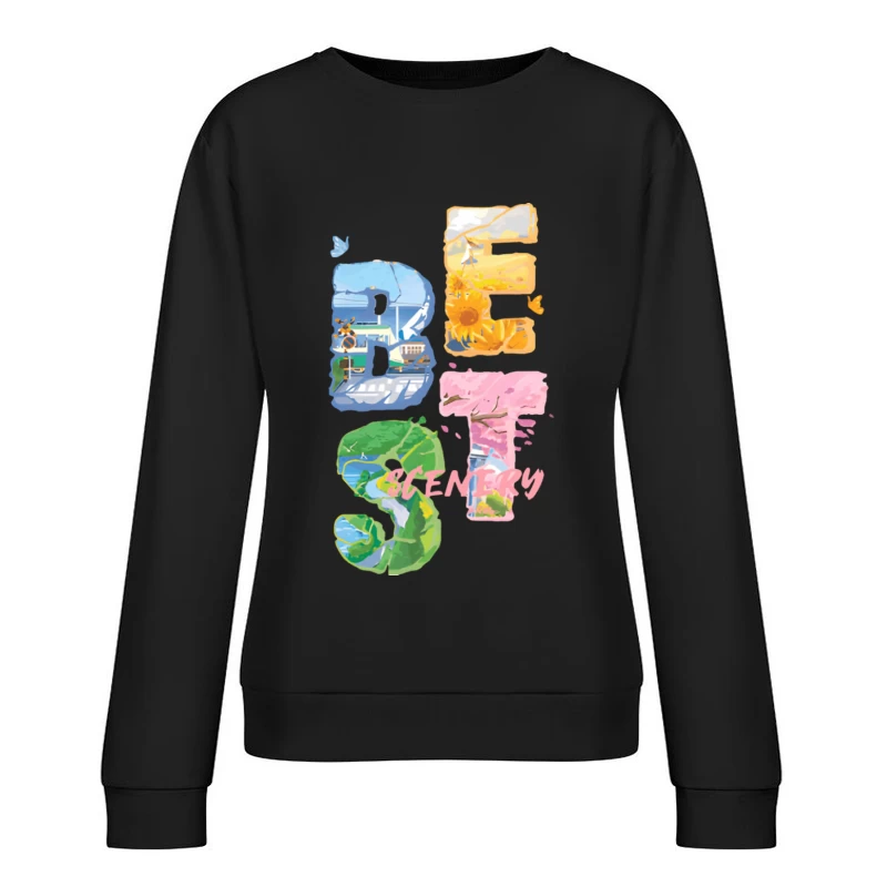 Bunte Landschaftsgrafik Damen Pullover Sweatshirt