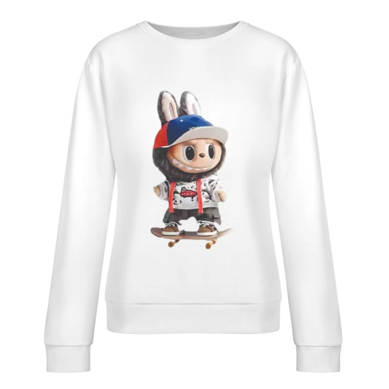 Niedlicher Skater-Bunny mit Kapuze Damen Pullover Sweatshirt