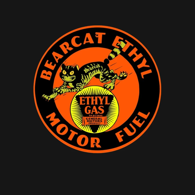 Vintage Bearcat Ethyl Motor Fuel Advertisement with Black Cat Mascot Male T-Shirt