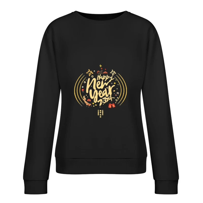 Fröhliches Neujahrsfest Design Damen Pullover Sweatshirt