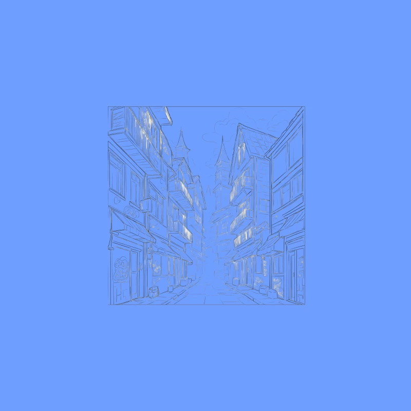 Charming Architectural Illustration of a Street Alley Desk Mat