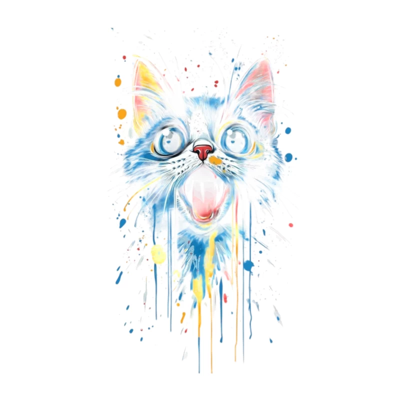 Colorful Cat Artwork Pin