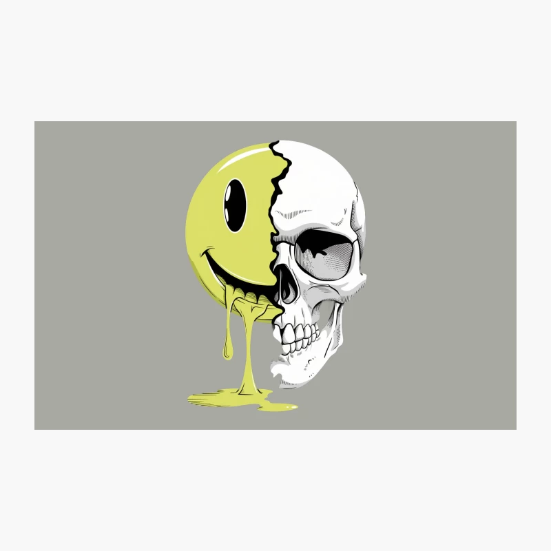 Melting Smiley Face Skull Dark Art Illustration Travel Mug