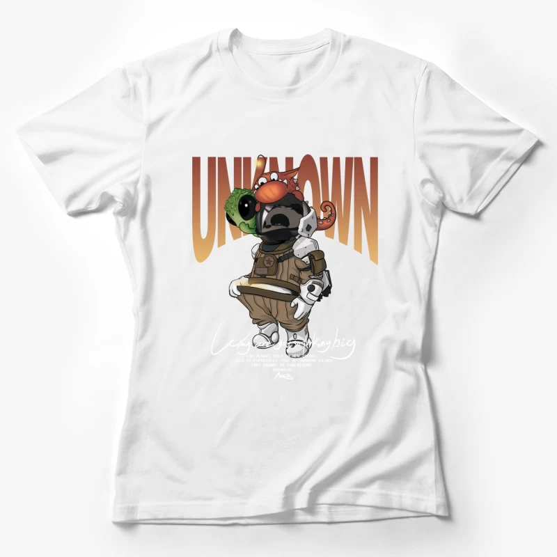 Abstrakte Cartoon-Kreatur-Kollage Damen T-Shirt