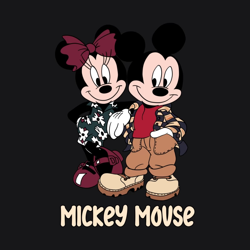 Retro Stil von Micky Maus und Minnie Herren Pullover Hoodie