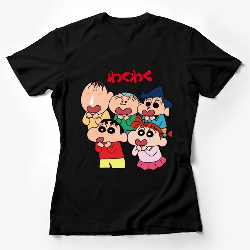 Fröhliche Zeichentrickfiguren in Erwartung Damen T-Shirt