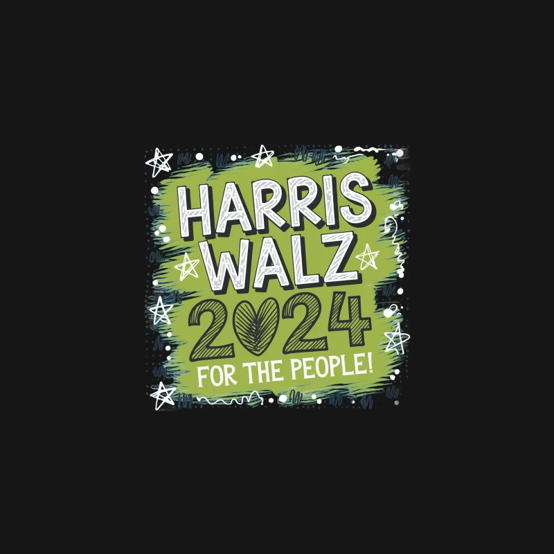 Harris Walz 2024 Campaign Poster in Hand-Drawn Style Desk Mat