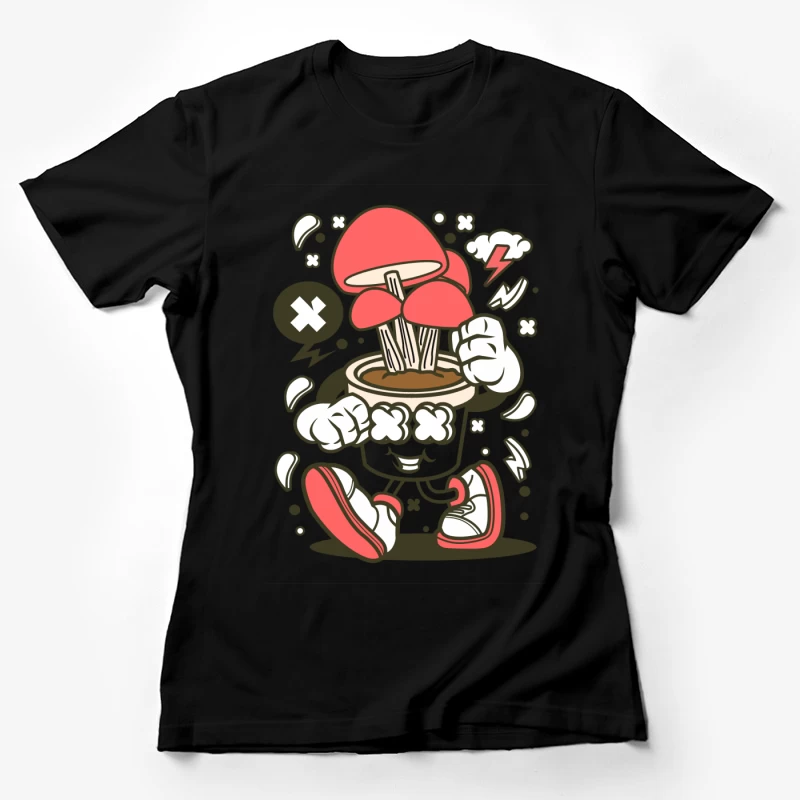 Champignon cartoon énergique Femme T-Shirt