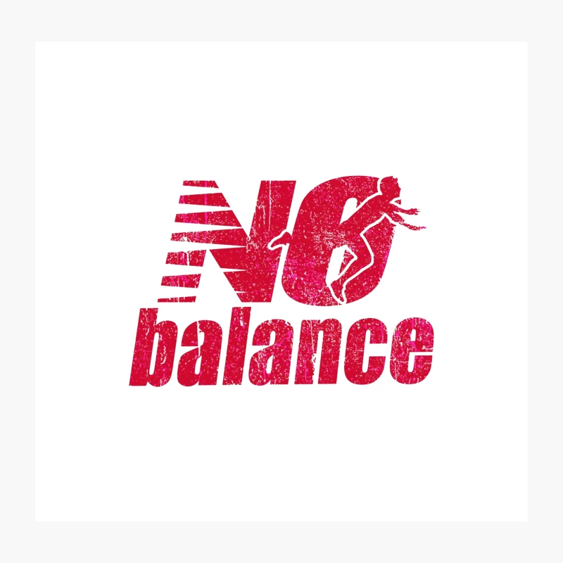 No Balance: Red Typography with Running Figure for Fitness Motivation Throw Pillow