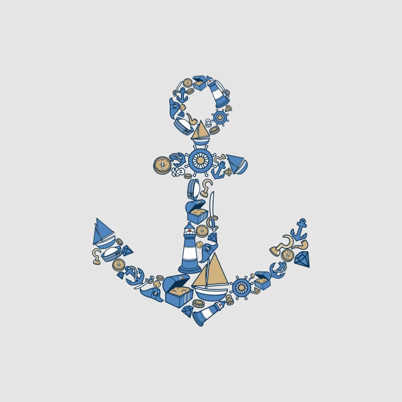 Motif ancre maritime avec objets nautiques Homme Sweat à capuche