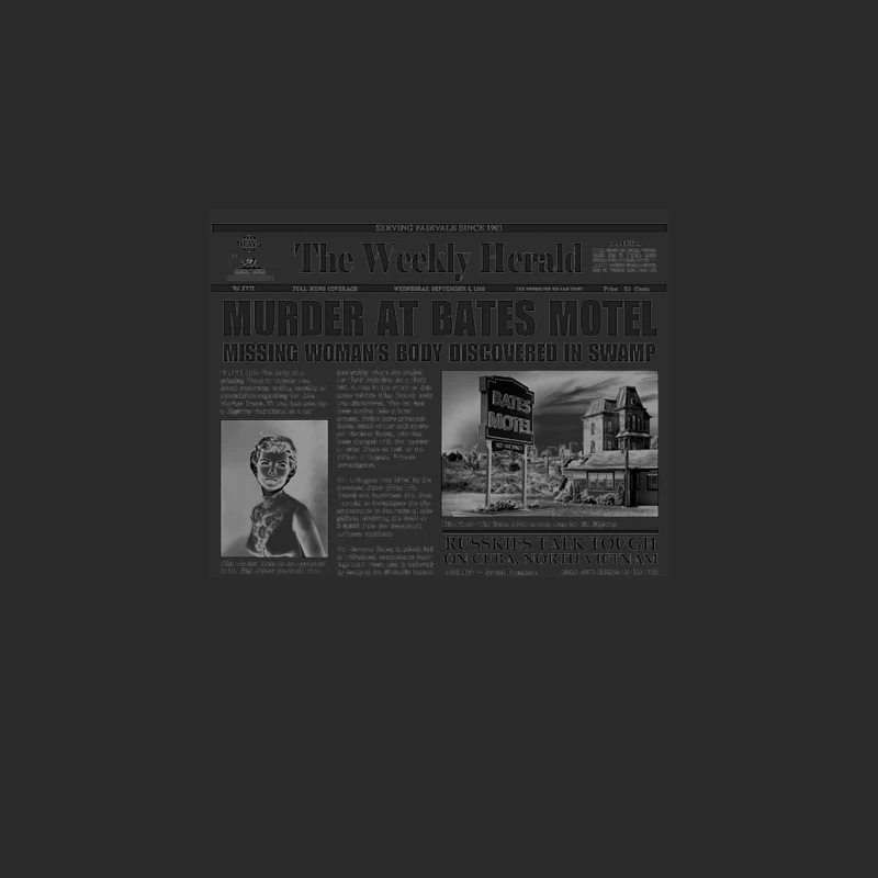 Murder at Bates Motel Newspaper Baseball Cap