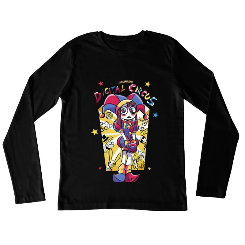 Der erstaunliche digitale Zirkus - Skurrile Figur im bunten Design Damen Langarm T-Shirt