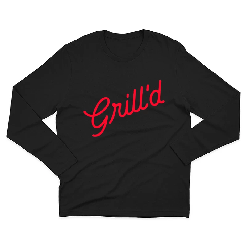 Red Script Logo of Grill'd Restaurant Chain Male Long Sleeve T-Shirt