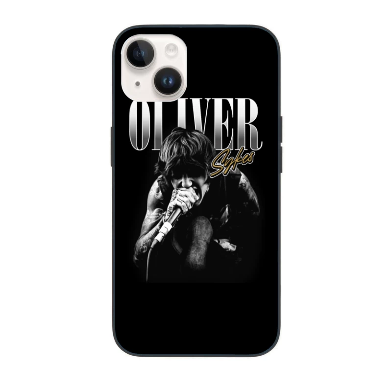 Dramatic Black and White Metal Vocalist Performance iPhone Case