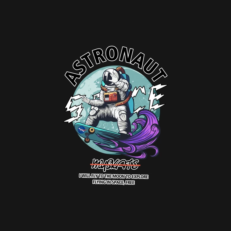Astronaut auf Skateboard im Weltraum Herren Langarm T-Shirt