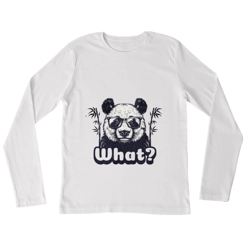 Panda mit Brille und 'What?' Damen Langarm T-Shirt