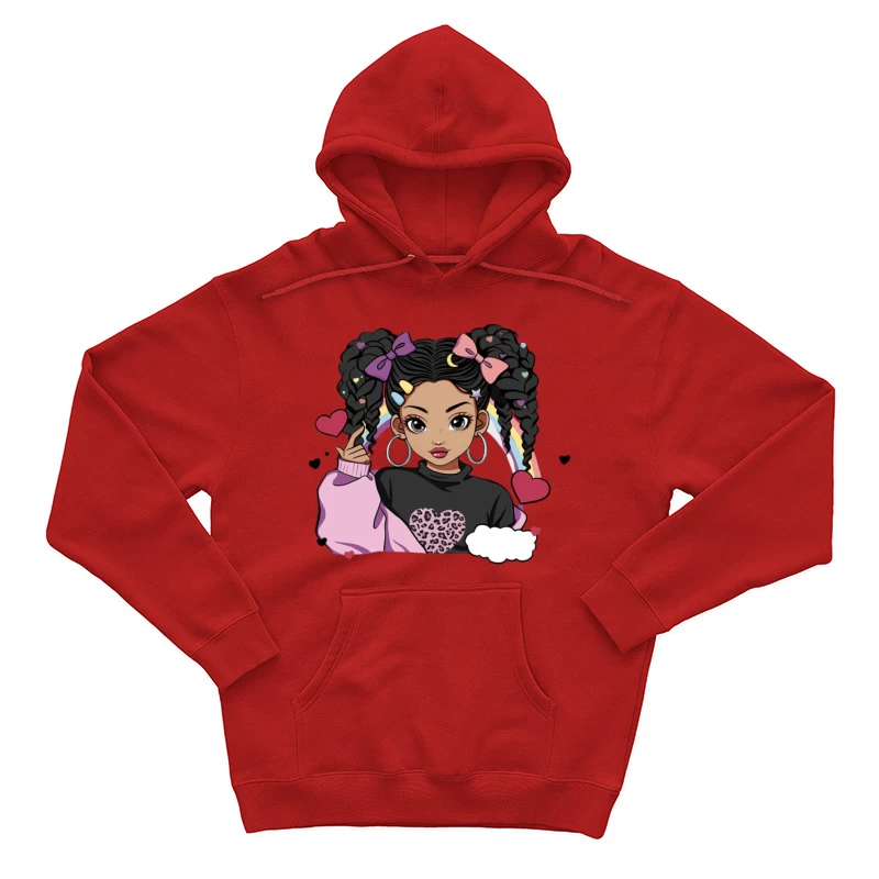 Mädchen mit Zöpfen und Regenbogen Herren Pullover Hoodie