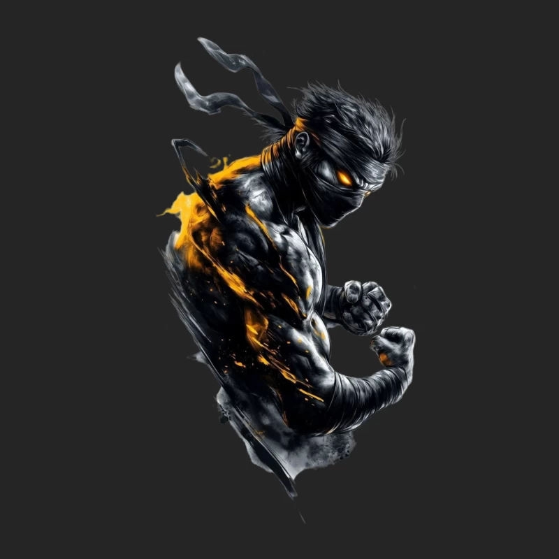 Dynamic Ninja Warrior in Action Art Male Pullover Sweatshirt