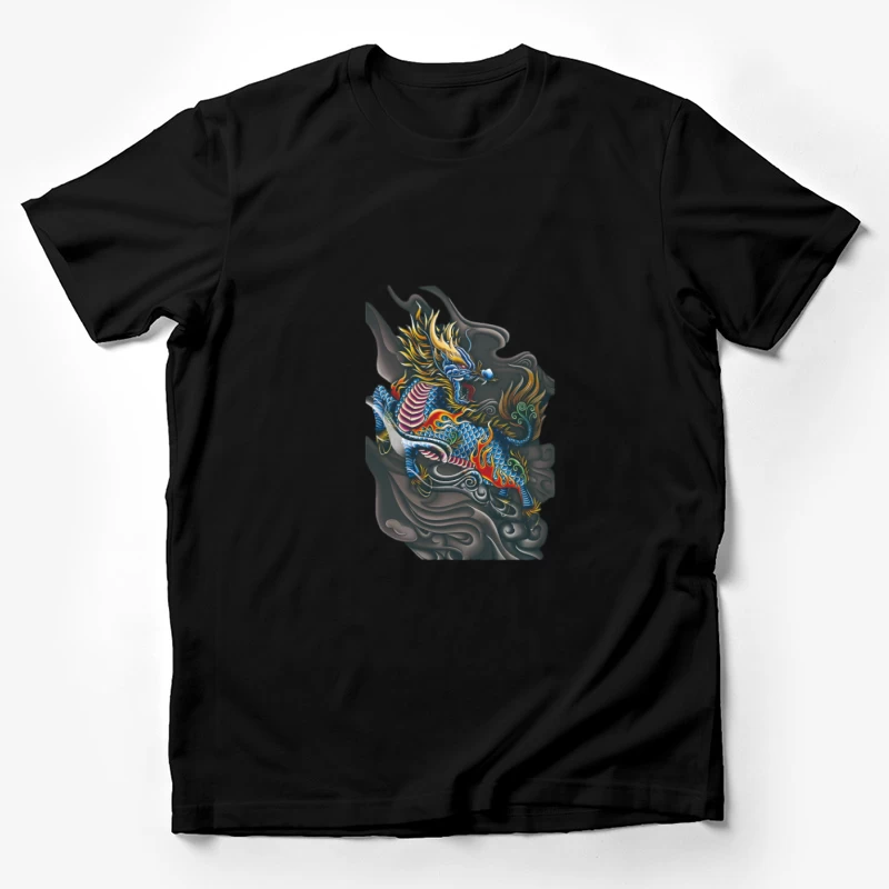 Drachenkunstwerk mit bunten Flammen Herren T-Shirt