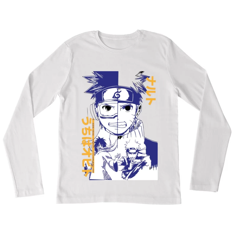 Naruto Doppelporträt Illustrationsdesign Damen Langarm T-Shirt