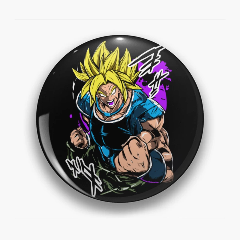 Anime Character in Action with Bright Colors Pin