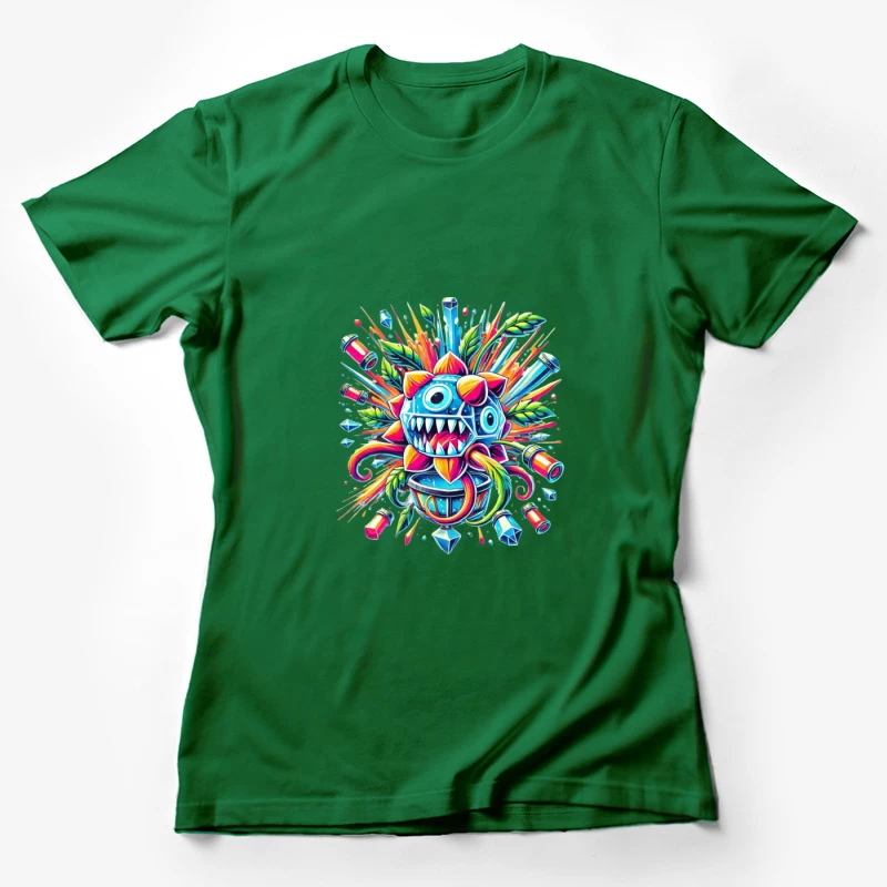 Vibrant Explosive Monster Graffiti Art Female T-Shirt