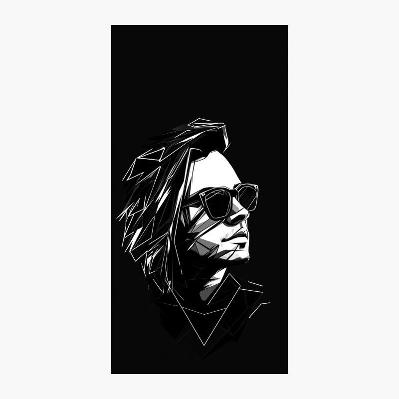 Geometric Black and White Portrait with Sunglasses iPhone Case