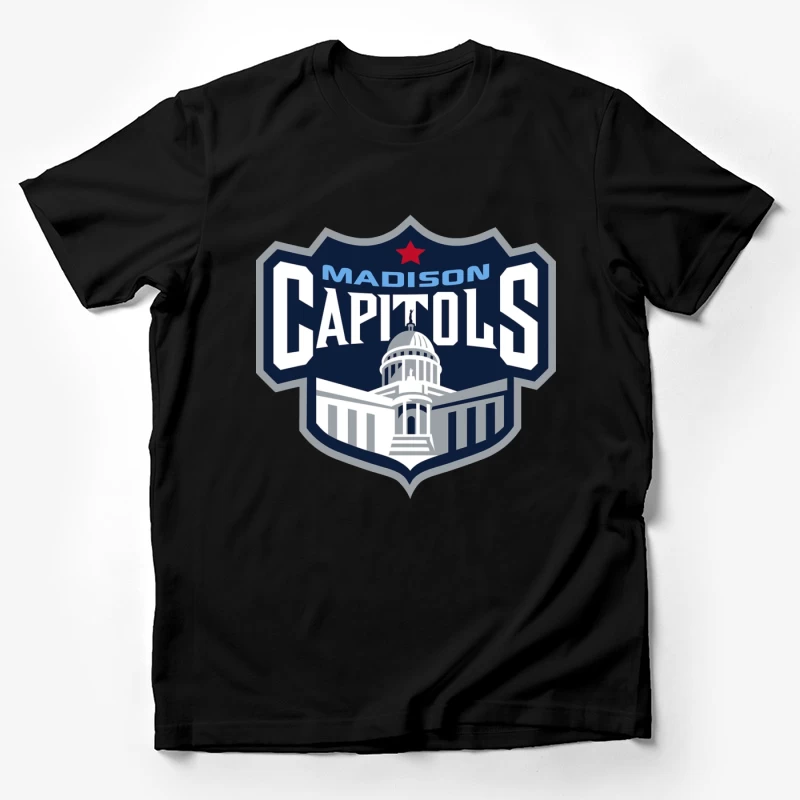 Madison Capitols Hockey Team Logo featuring Wisconsin State Capitol Building Male T-Shirt