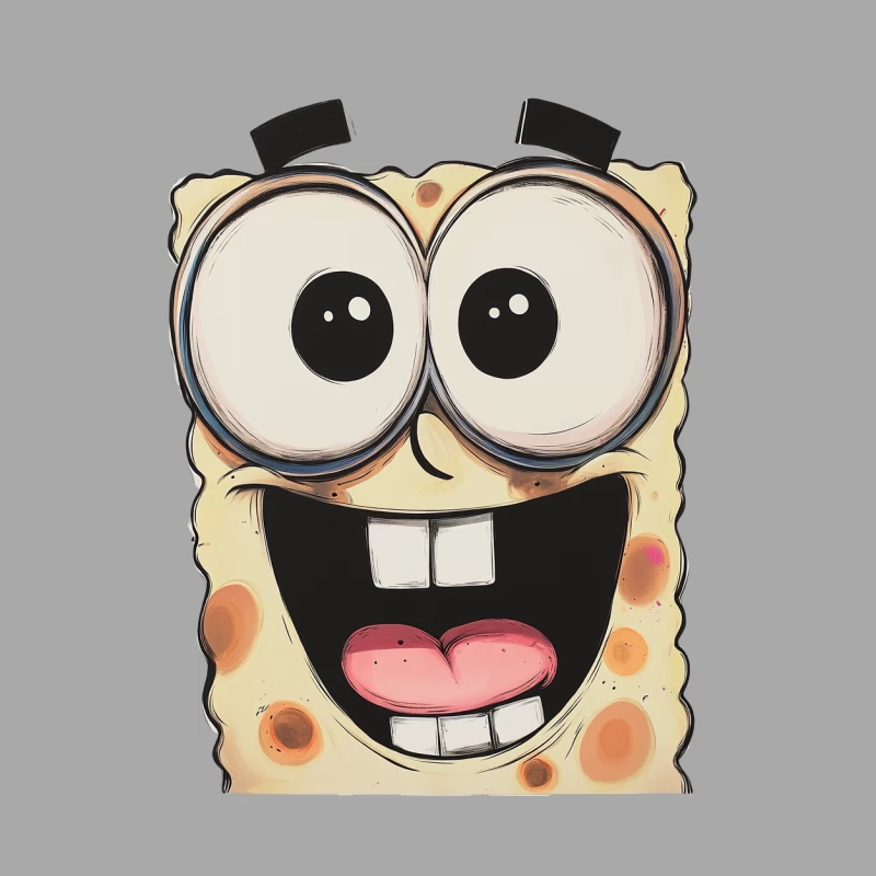 Funny Cartoon Character SpongeBob with Big Eyes Male Pullover Hoodie