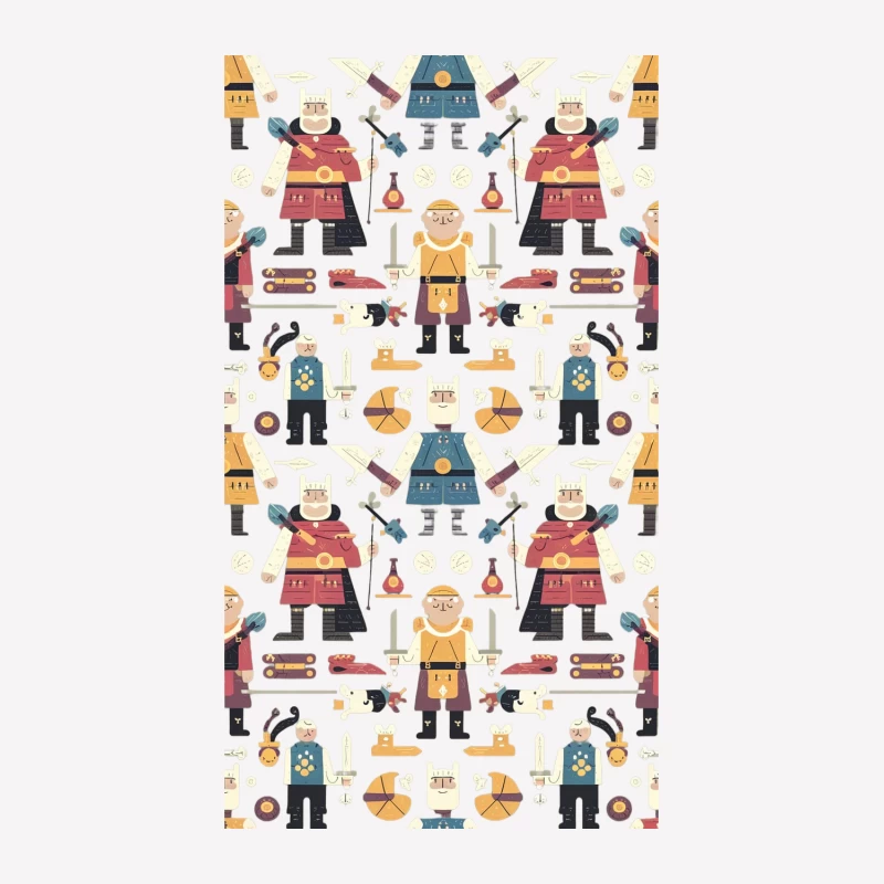 Whimsical Medieval Knight Pattern Female T-Shirt