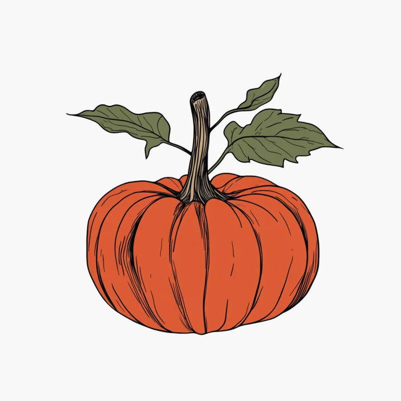 Illustrated Autumn Pumpkin: Seasonal Harvest Icon Cotton Tote Bag