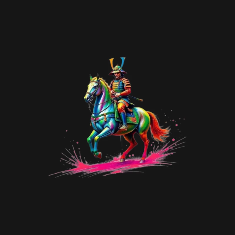 Colorful Samurai on Horseback Male Long Sleeve T-Shirt