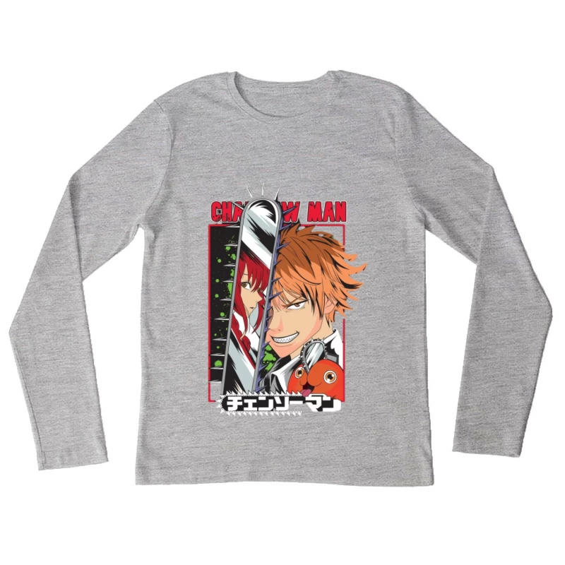 Chainsaw Man Anime Poster Damen Langarm T-Shirt