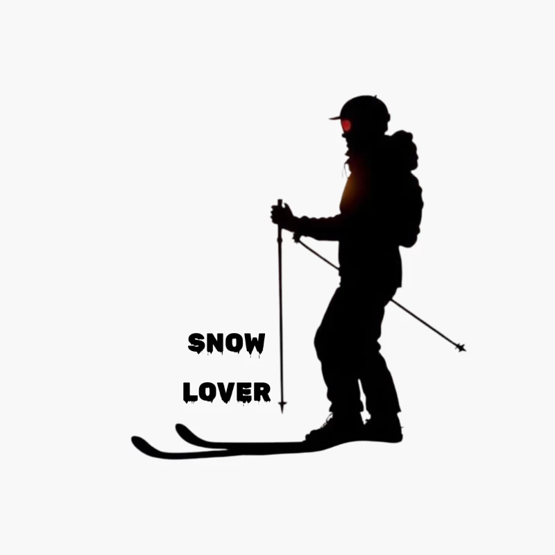 Silhouette of Snow Lover Skiing Cotton Tote Bag