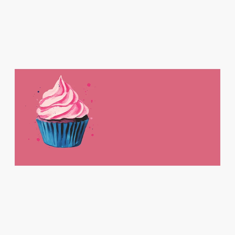 Watercolor Cupcake with Pink Frosting and Blue Wrapper Coffee Mug