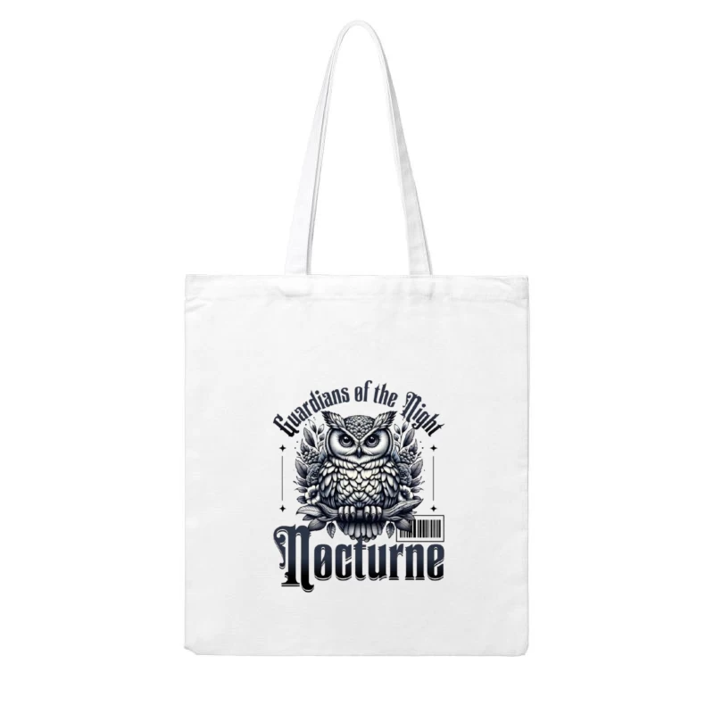 Gothic Night Guardian Owl Vintage Illustration Cotton Tote Bag