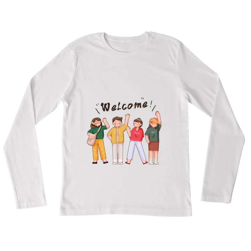 Willkommensgruß von vier Freunden Damen Langarm T-Shirt