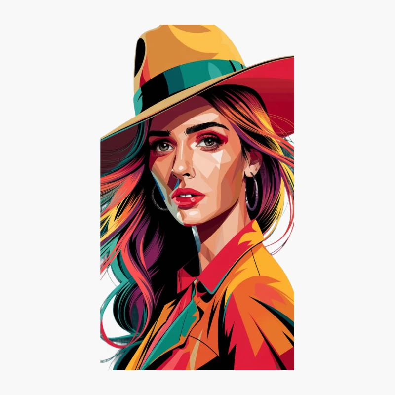 Vibrant Pop Art Portrait: Stylized Fashion Illustration Cotton Tote Bag