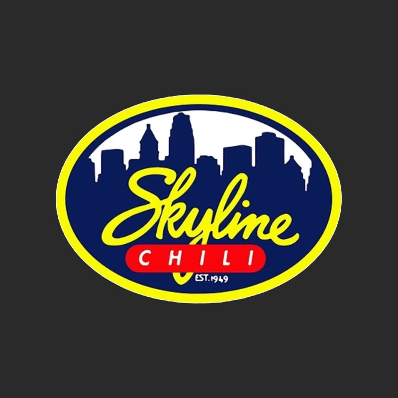 Skyline Chili Restaurant Brand Logo with Cincinnati Cityscape Baseball Cap