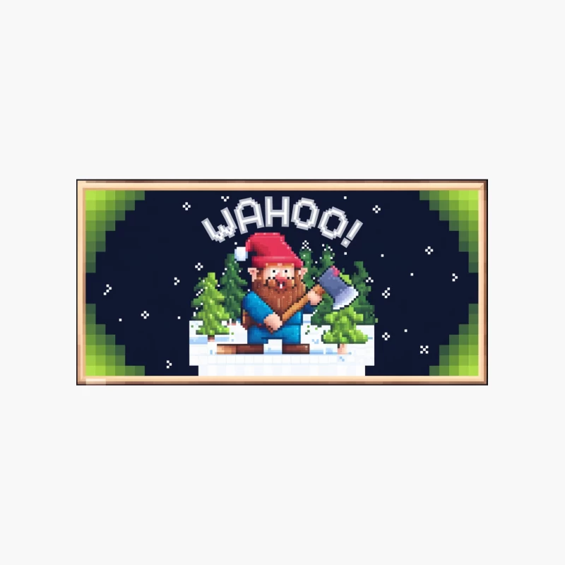 Pixelated Winter Lumberjack: Retro Gaming Wahoo! Cotton Tote Bag