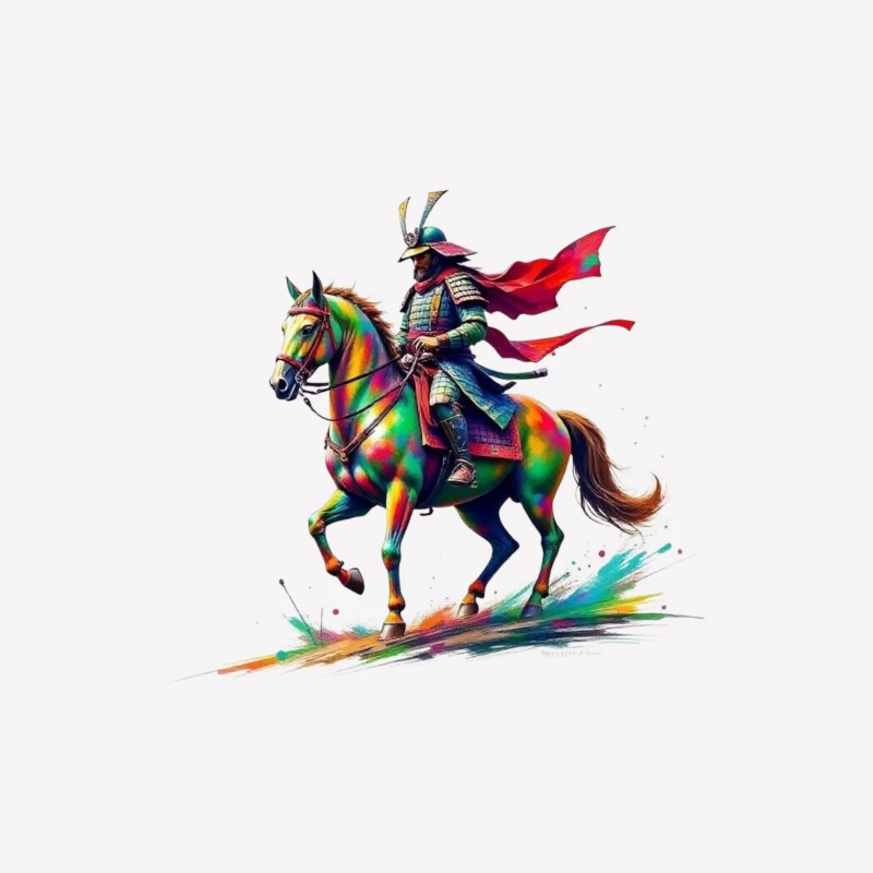 Colorful Samurai Warrior on Horse