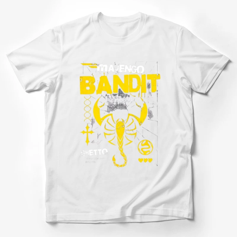 Yellow Bandit Scorpion Grunge Logo Design Male T-Shirt