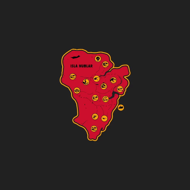 Isla Nublar: Jurassic Park's Iconic Red Island Map Bucket Hat