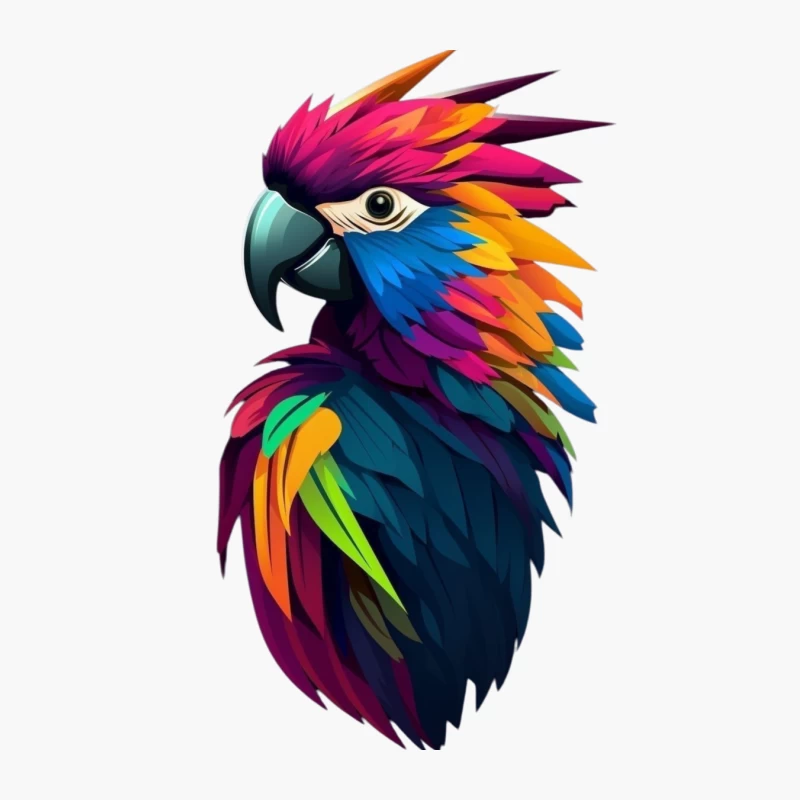 Colorful Parrot Illustration Cotton Tote Bag