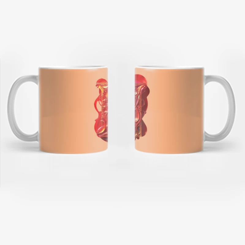 Abstract 3D Liquid Letter N in Vibrant Red Coffee Mug