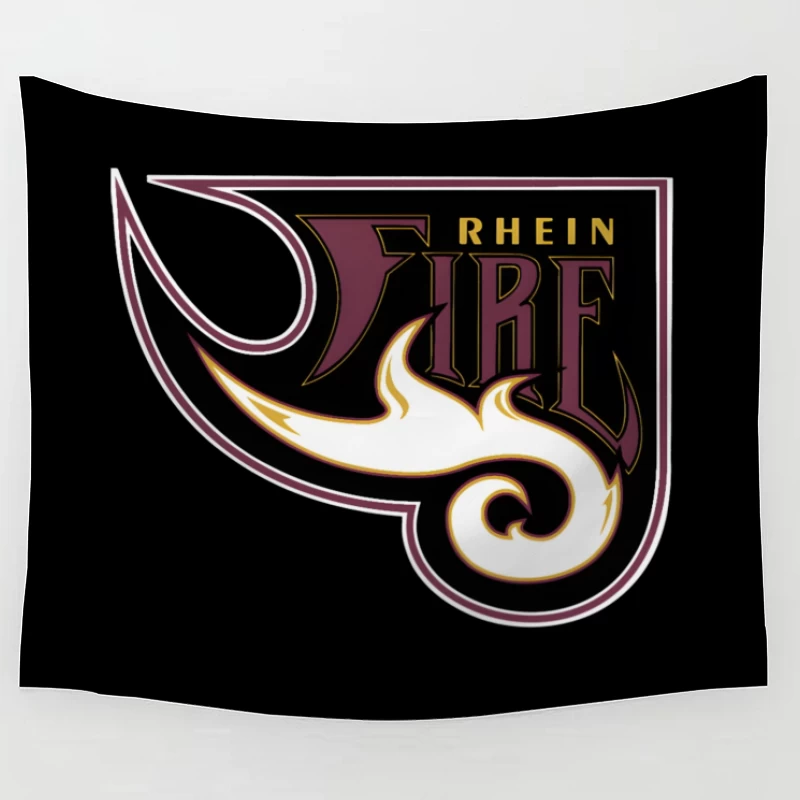 Rhein Fire Professional Football Team Logo with Stylized Flame Design Tapestry