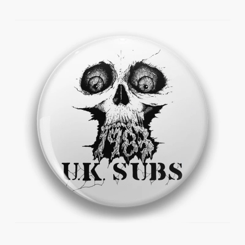 UK Subs Punk Rock Band Gothic Skull Logo Pin