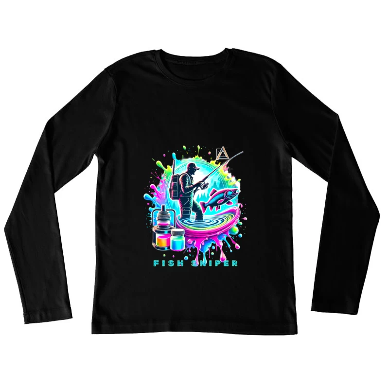 Colorful Fish Sniper: Vaping and Fishing Art Female Long Sleeve T-Shirt