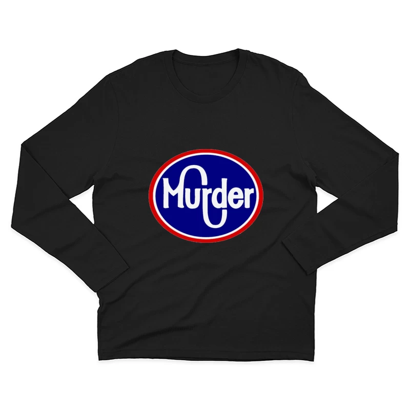 Vintage-Style Murder Text Logo in Blue and Red Male Long Sleeve T-Shirt